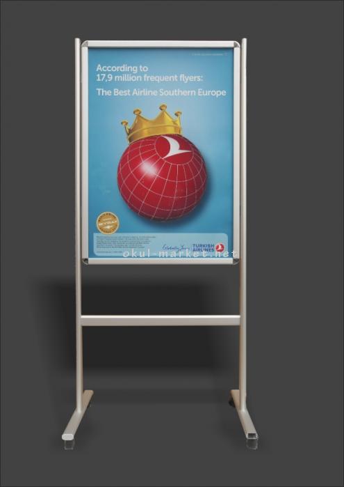 Alüminyum Çerçeveler Mobil Poster Standı İlan Panosu (50x70)cm (Tek yön) 