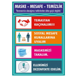 PandemiLevhaları LEVHALAR Maske Mesafe Temizlik 